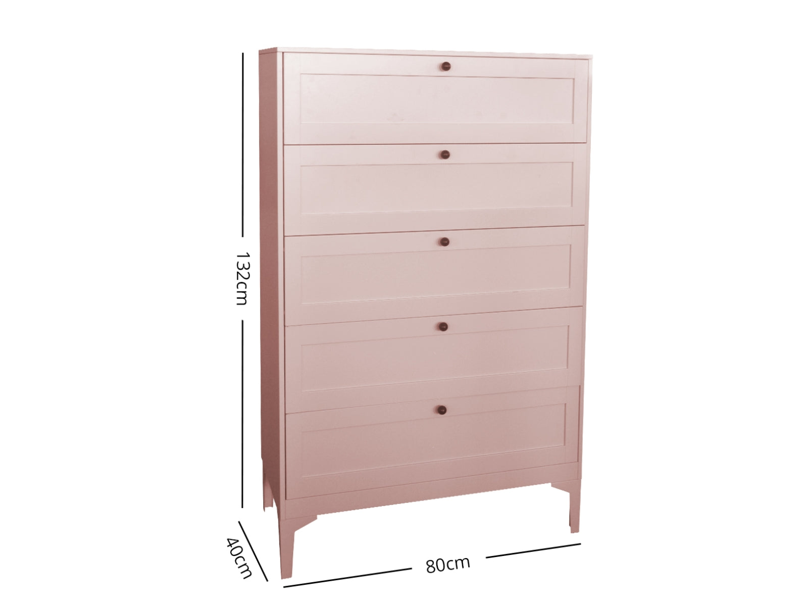 Lonna Steel 5-Drawer Tallboy - Pink