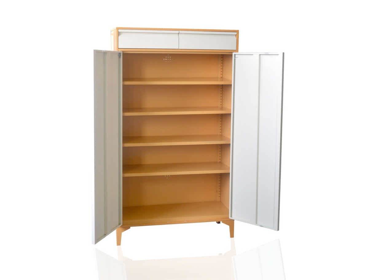 Lonna Steel 2-Door Shoe Cabinet With Drawers - White