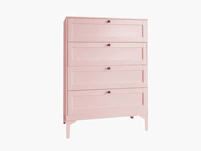 Lonna Steel 4-Drawer Tallboy - Pink