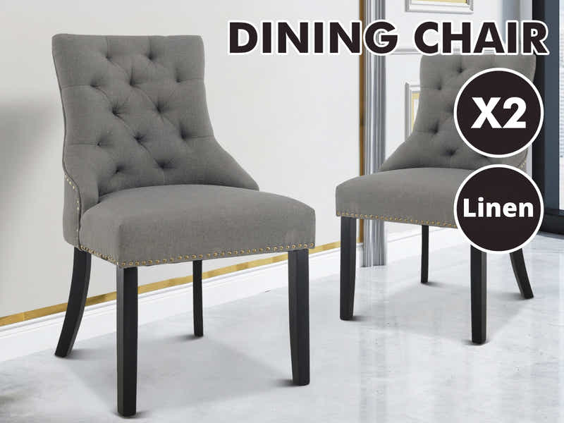 Nappi Linen Dining Chair Grey - Set of 2