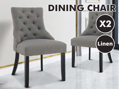 Nappi Linen Dining Chair Grey - Set of 2