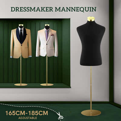 DS BD Male Mannequin Torso Dress Form Dummy Manikin Metal Base 165-185cm Black