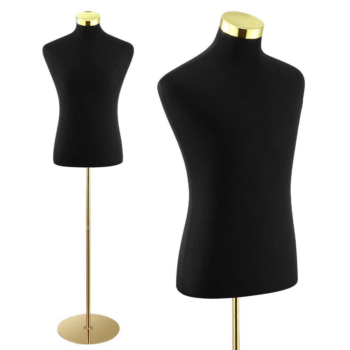 DS BD Male Mannequin Torso Dress Form Dummy Manikin Metal Base 165-185cm Black