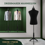 DS BD Male Mannequin Dress Form Torso Dressmakers Dummy Base 155-174cm Black