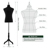 DS BD Male Mannequin Dress Form Torso Dressmakers Dummy Base 155-174cm Black