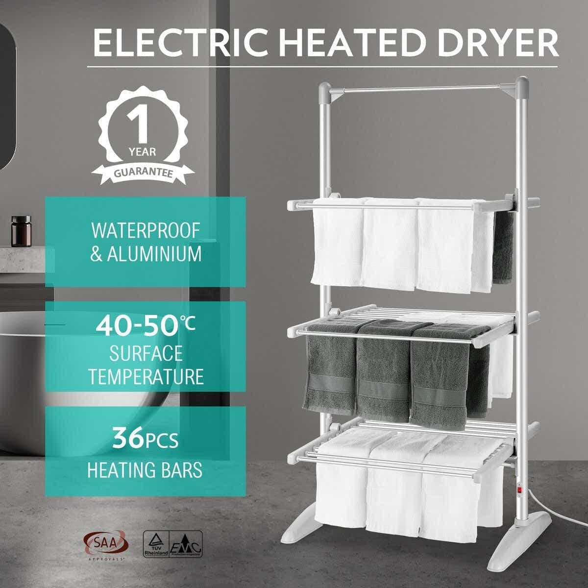 DS BD Maxkon 3 Tier Electric Heated Clothes Dryer Airer Towel Foldable 300W