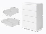 Tiko 5-Drawer Tallboy - White
