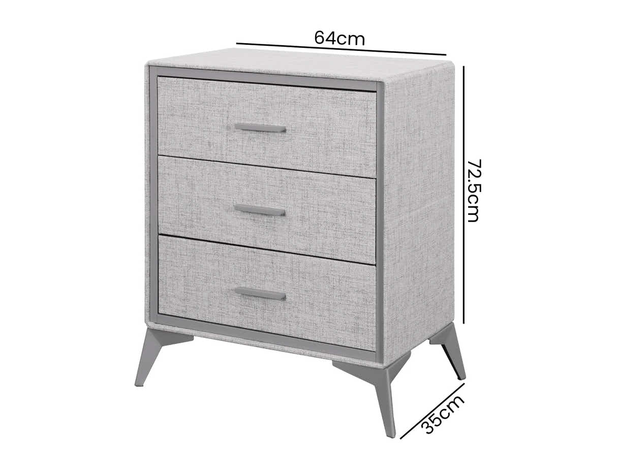 Delani 3-Drawer Chest - Grey