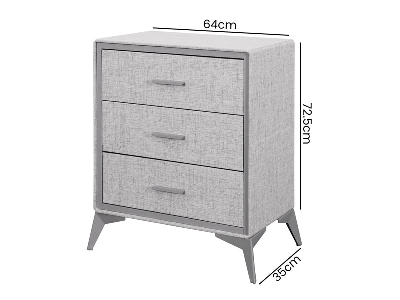 Delani 3-Drawer Chest - Grey