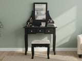 Dressing Table with Stool Black - 74.5 cm
