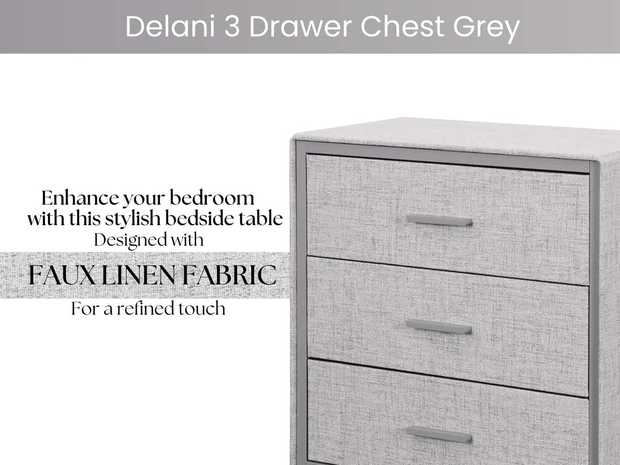 Delani 3-Drawer Chest - Grey