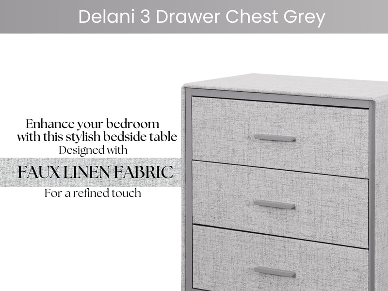 Delani 3-Drawer Chest - Grey
