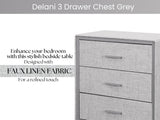 Delani 3-Drawer Chest - Grey