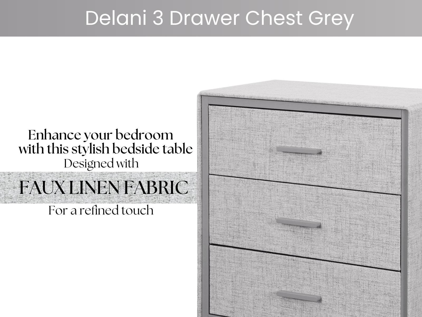 Delani 3-Drawer Chest - Grey