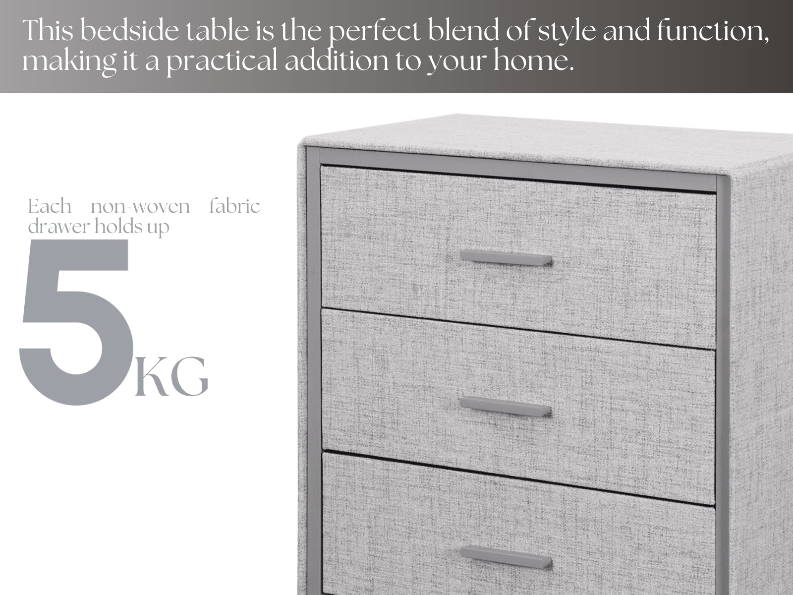 Delani 3-Drawer Chest - Grey