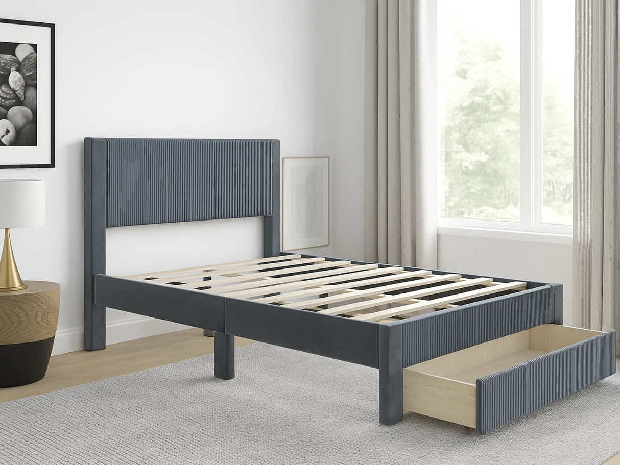 Rae Bed Frame With Drawer & FIRM23 Mattress - Queen