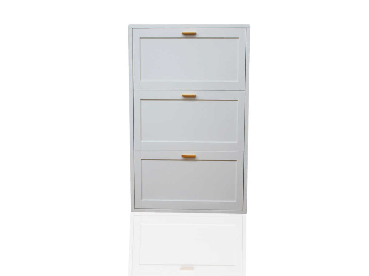 DS Lonna Steel 3-Layer Shoe Cabinet - White