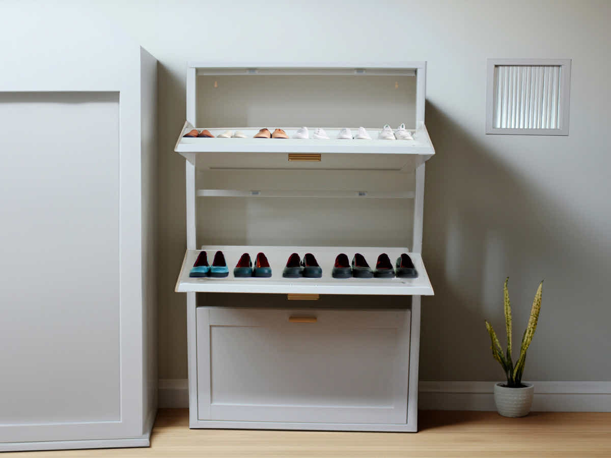 DS Lonna Steel 3-Layer Shoe Cabinet - White