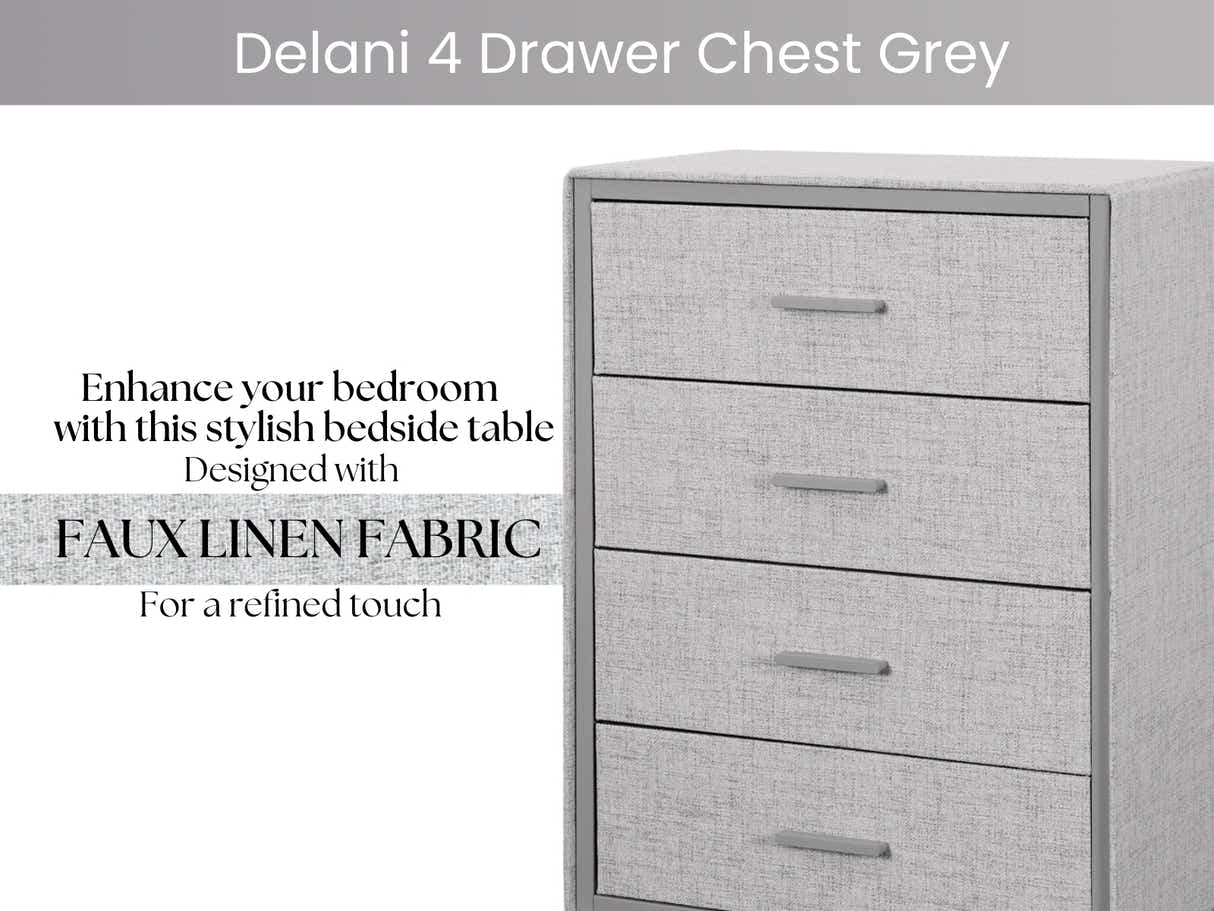 Delani 4-Drawer Tallboy - Grey