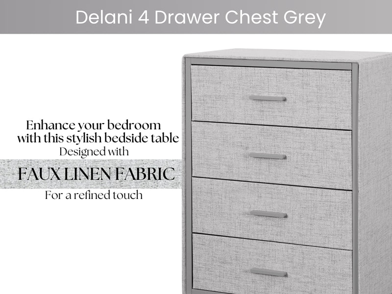 Delani 4-Drawer Tallboy - Grey