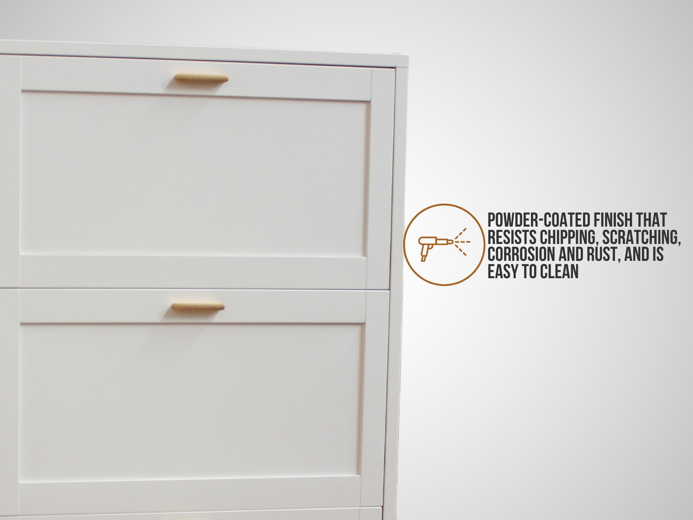 Lonna Steel Shoe Cabinet 3-Layer White