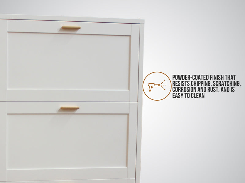 Lonna Steel 3-Layer Shoe Cabinet - White