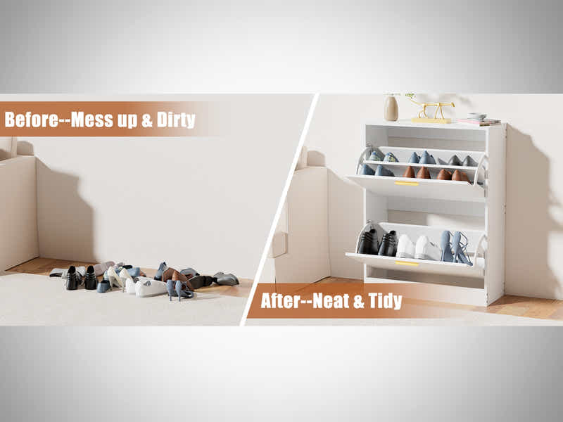 Lonna Steel 3-Layer Shoe Cabinet - White