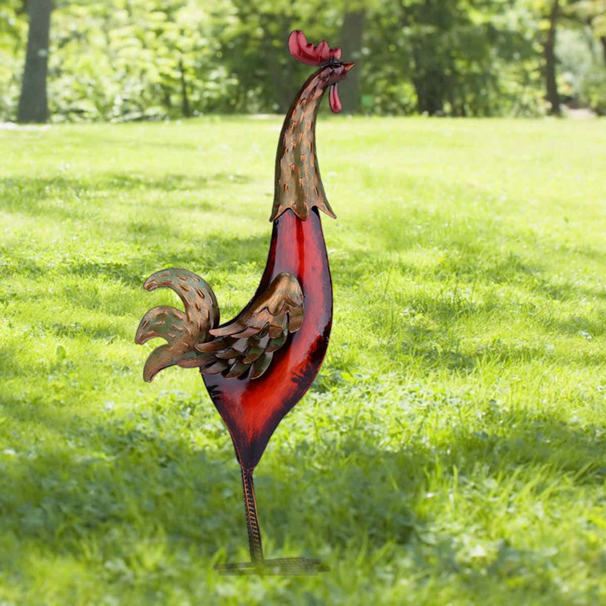 DS BS Metal Sculpture Carved Iron Rooster Home Furnishing
