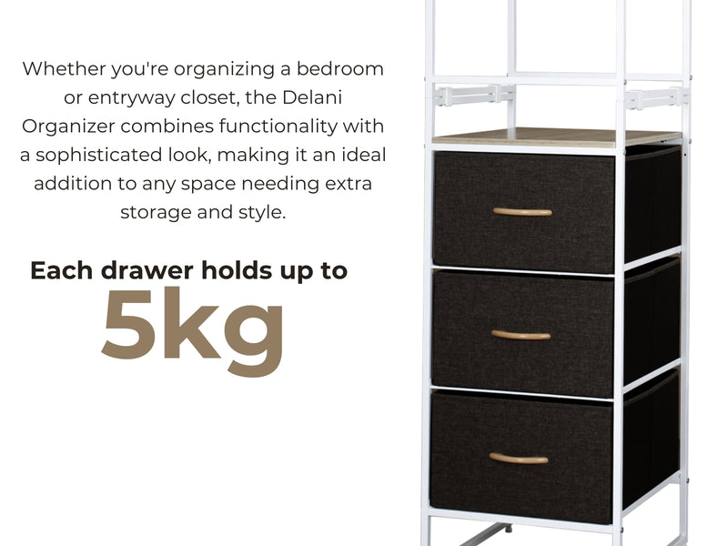 Delani Open Wardrobe with 3 Drawers