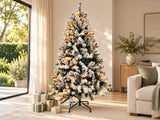 DS Christmas Tree Flocked Tips with Lights - 6Ft/180cm