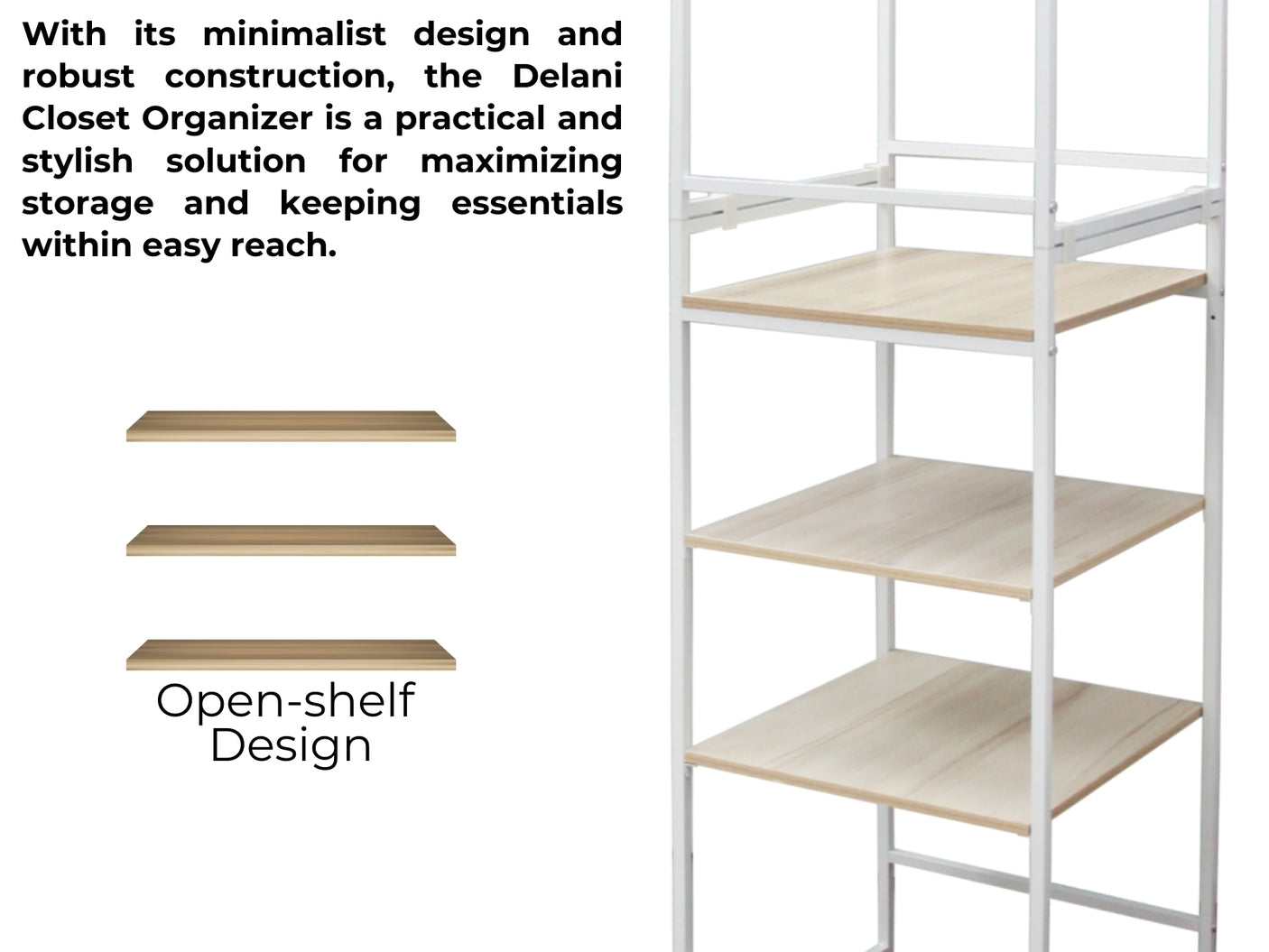 Delani Closet Organizer With Open-Shelf