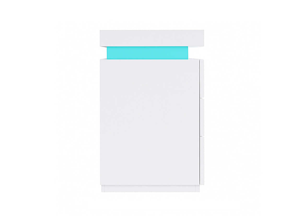 DS Glansig Bedside Table with LED Light - White