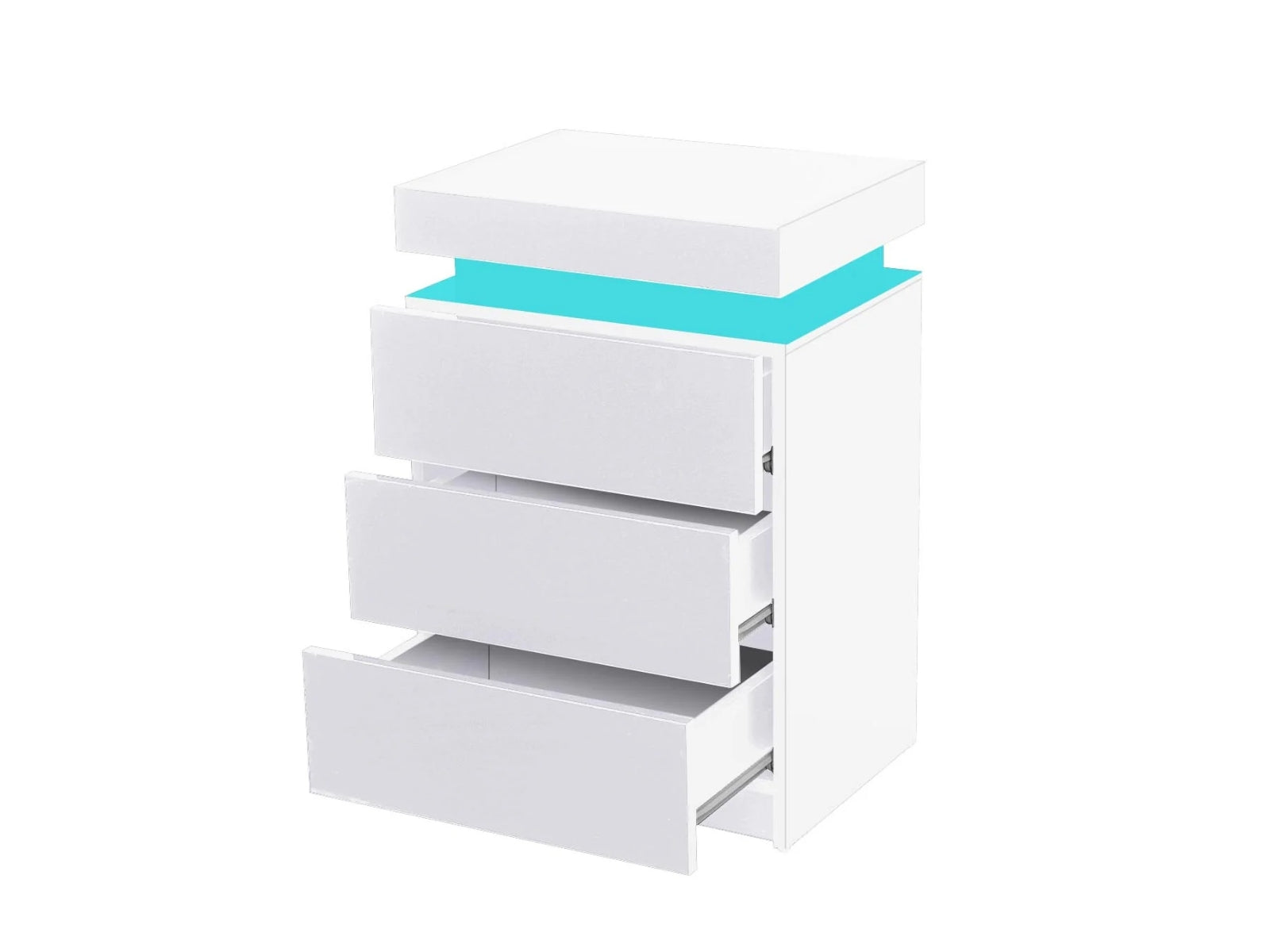 Glansig Bedside Table with LED Light - White