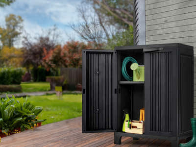 Half-Height Outdoor Storage Cabinet - Black