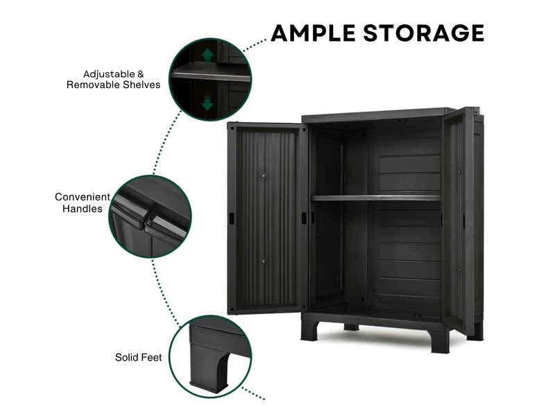 Half-Height Outdoor Storage Cabinet - Black