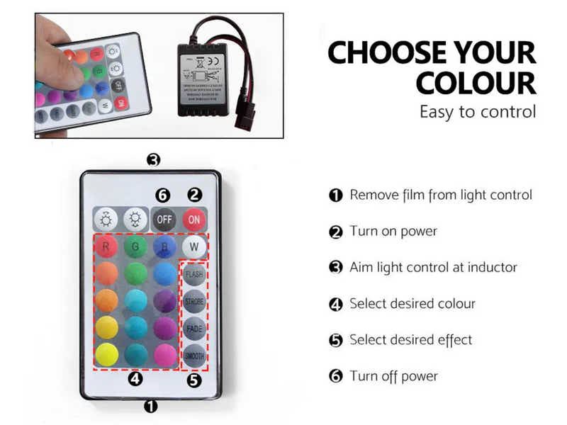 DS Glansig Bedside Table with LED Light - White