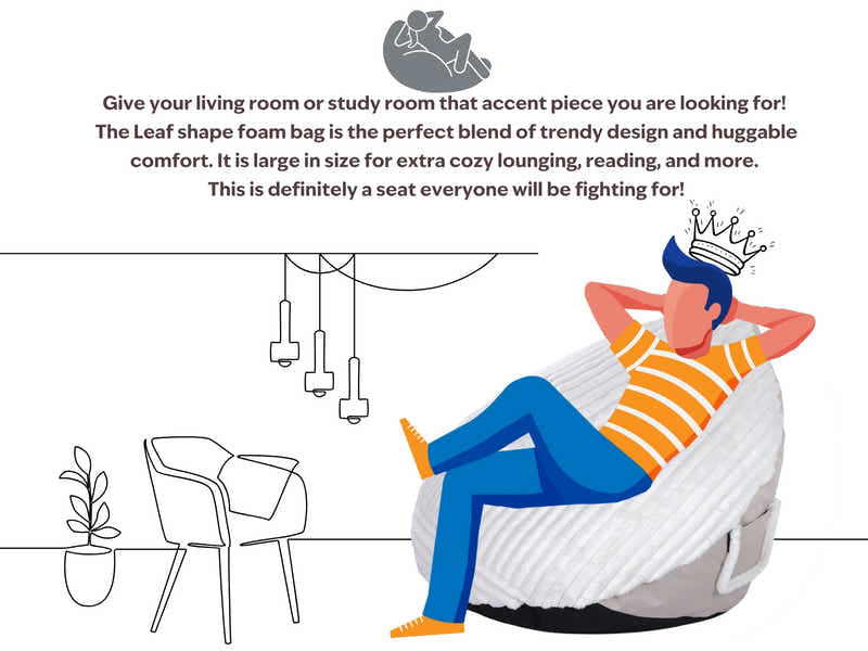 Leaf-Shaped Foam Bag Chair - White