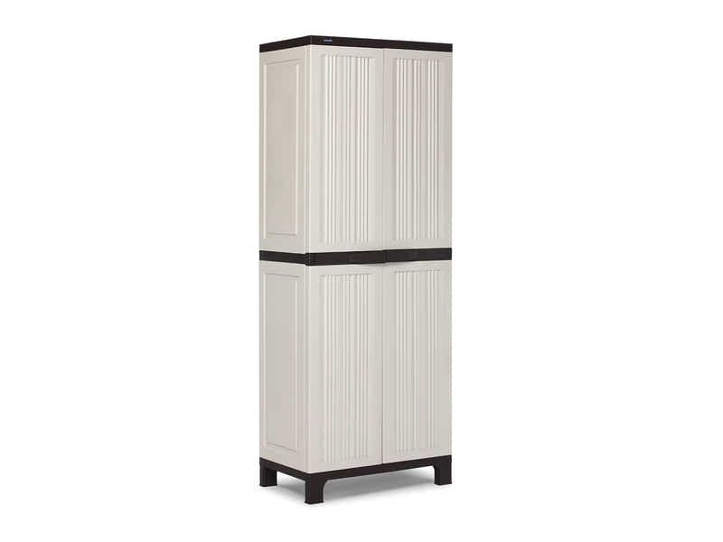 Full-Size Outdoor Storage Cabinet with Multi-Shelf - Cream