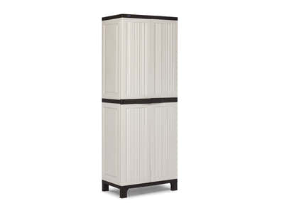 Full-Size Outdoor Storage Cabinet with Multi-Shelf - Cream