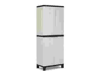 Full-Size Outdoor Storage Cabinet with Multi-Shelf - Cream