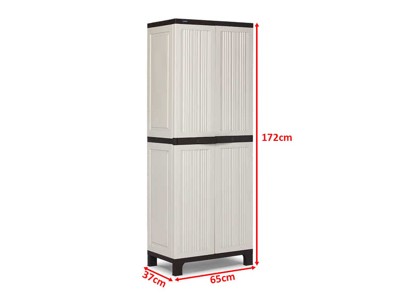 Full-Size Outdoor Storage Cabinet with Multi-Shelf - Cream