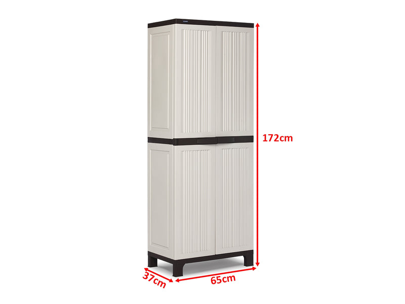 Full-Size Outdoor Storage Cabinet with Multi-Shelf - Cream