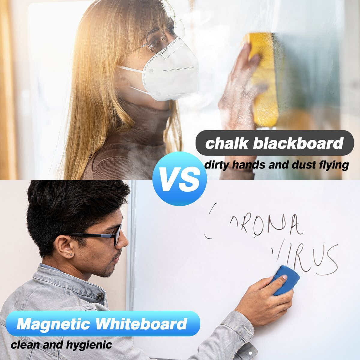 DS BD Double Sided Magnetic Whiteboard Mobile White Board Dry Adjustable Height