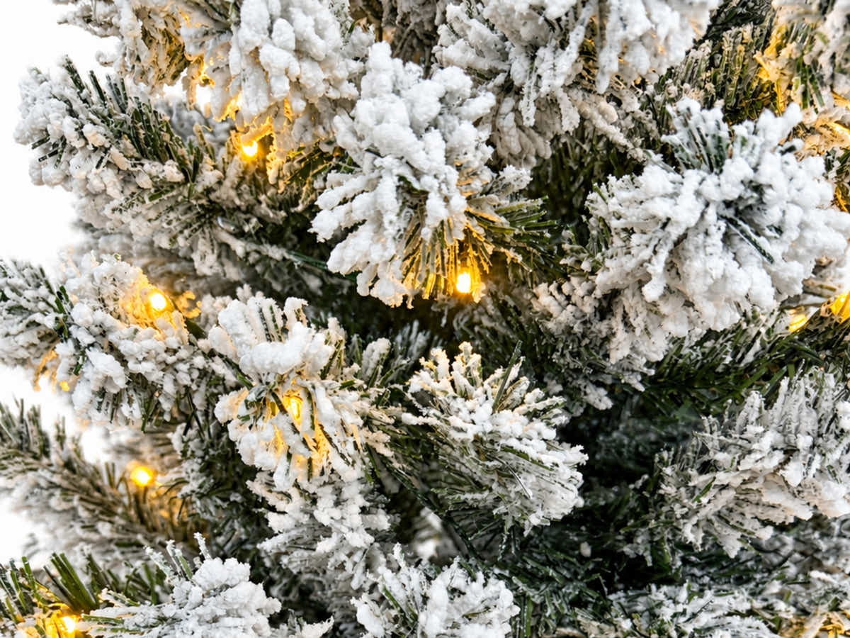 DS Christmas Tree Flocked Tips with Lights - 6Ft/180cm