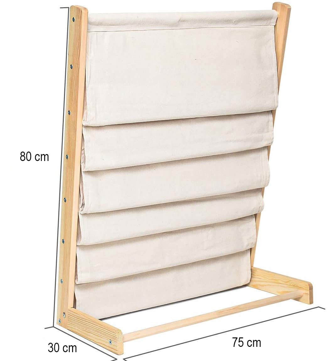 DS BS 6 Tier Wooden Kids Book Rack Organizer