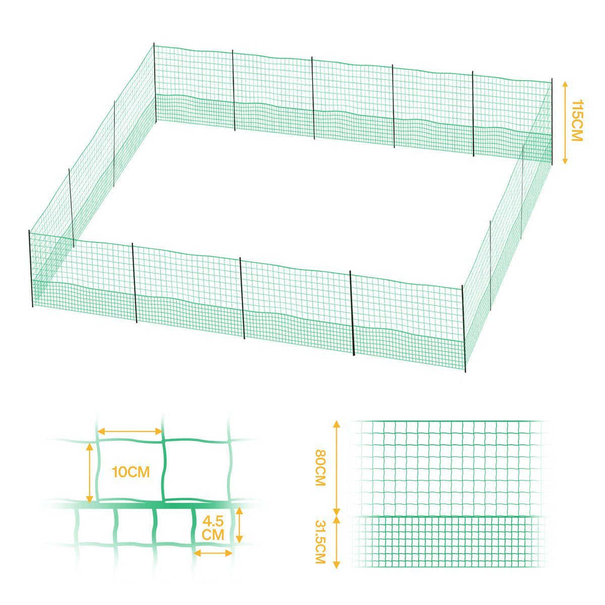 DS BD Chicken Fence Hen Poultry Coop Runs Mesh Cage Net Habitat Pen 1.15m x 50m