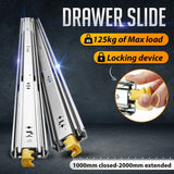 DS BD Heavy Duty Drawer Slides Guide Rails Cabinet Locking Runners Ball 125Kg