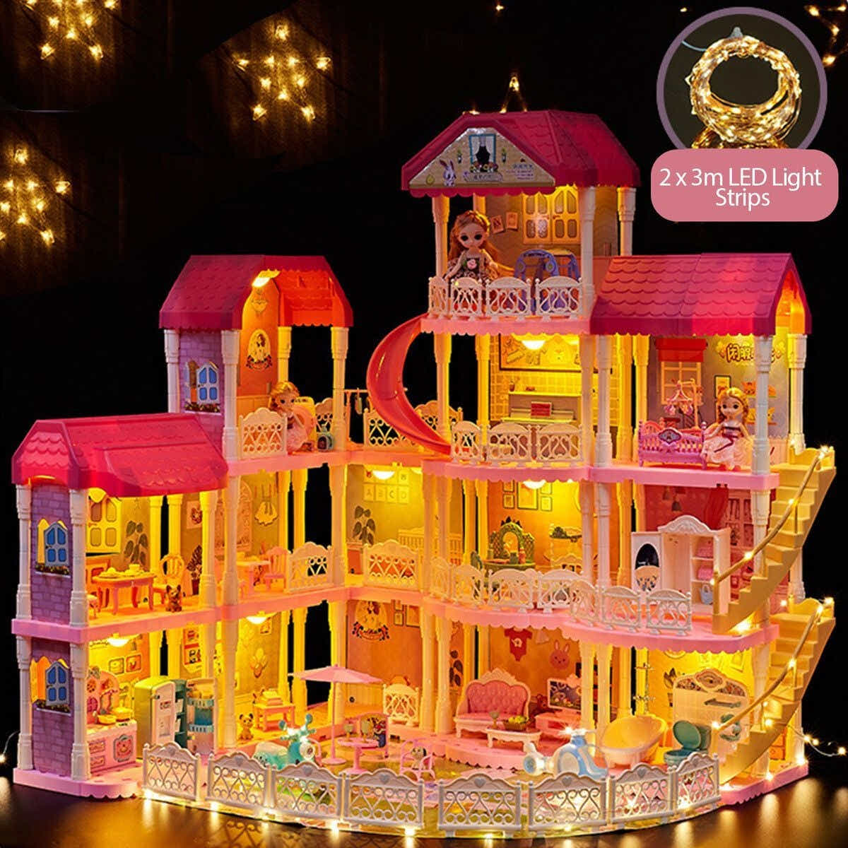 DS BD Doll House Dream Playhouses Toys Dollhouse Music 14 Rooms 4 Stories 93cm