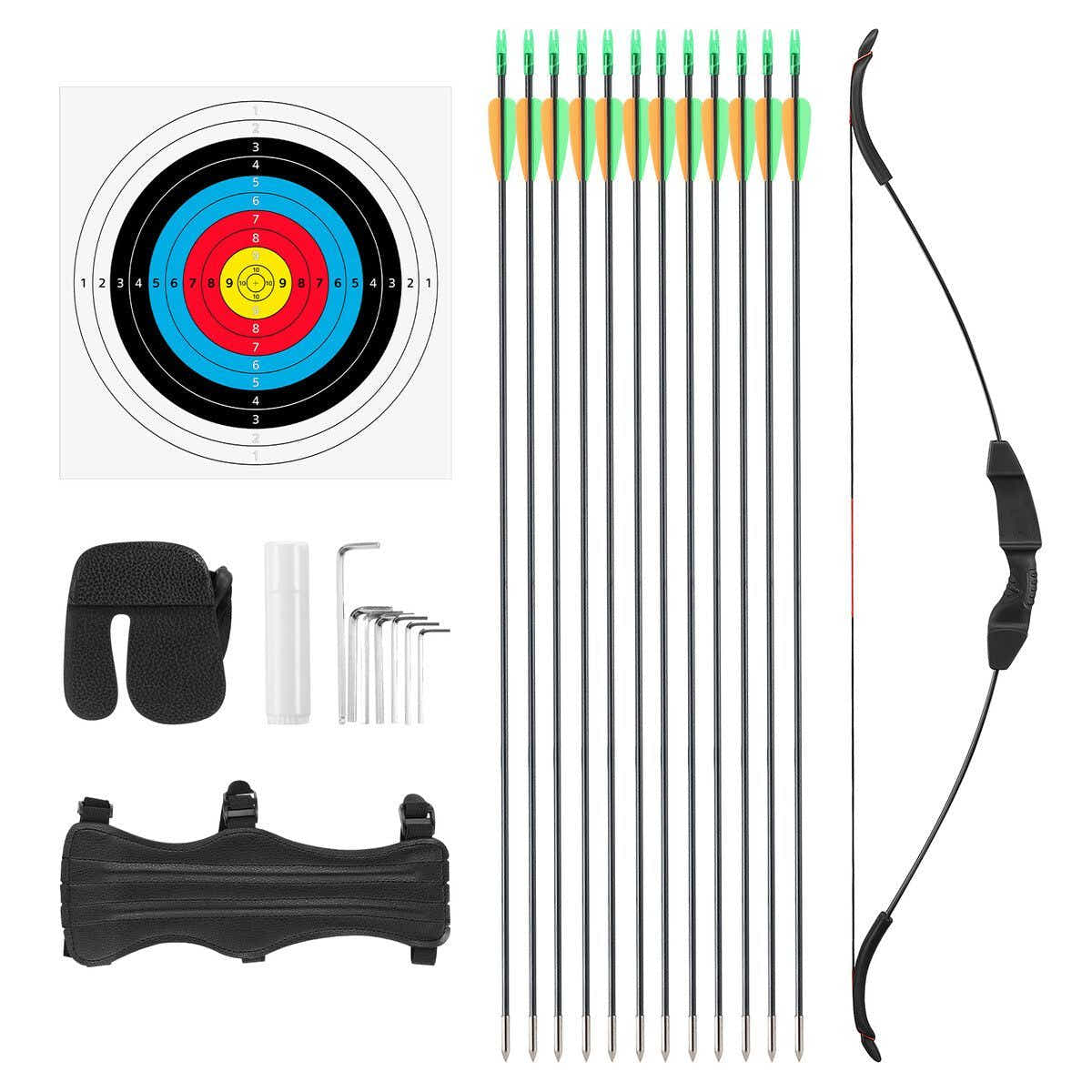DS BD 20lbs Recurve Bow Arrow Set Archery Hunting Target Shooting Handed Black