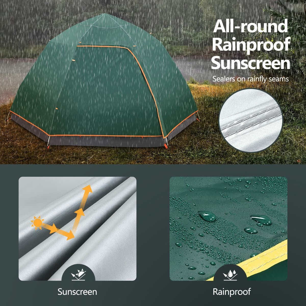 DS BD 4 Man Beach Tent Shelter Instant Pop Up Outdoor 240x240x135cm Green OGL